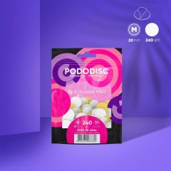 PODODISC STALEKS PRO M Pedikür Disk İçin Yumuşak Tabanlı Yedek Beyaz Törpüler, 240 Grit (50 Adet)