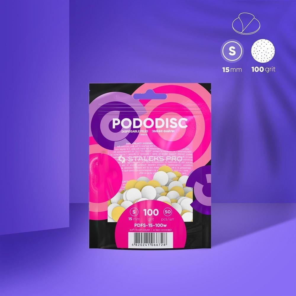 PODODISC STALEKS PRO S Pedikür Disk İçin Yumuşak Tabanlı Yedek Beyaz Törpüler, 100 Grit (50 Adet)