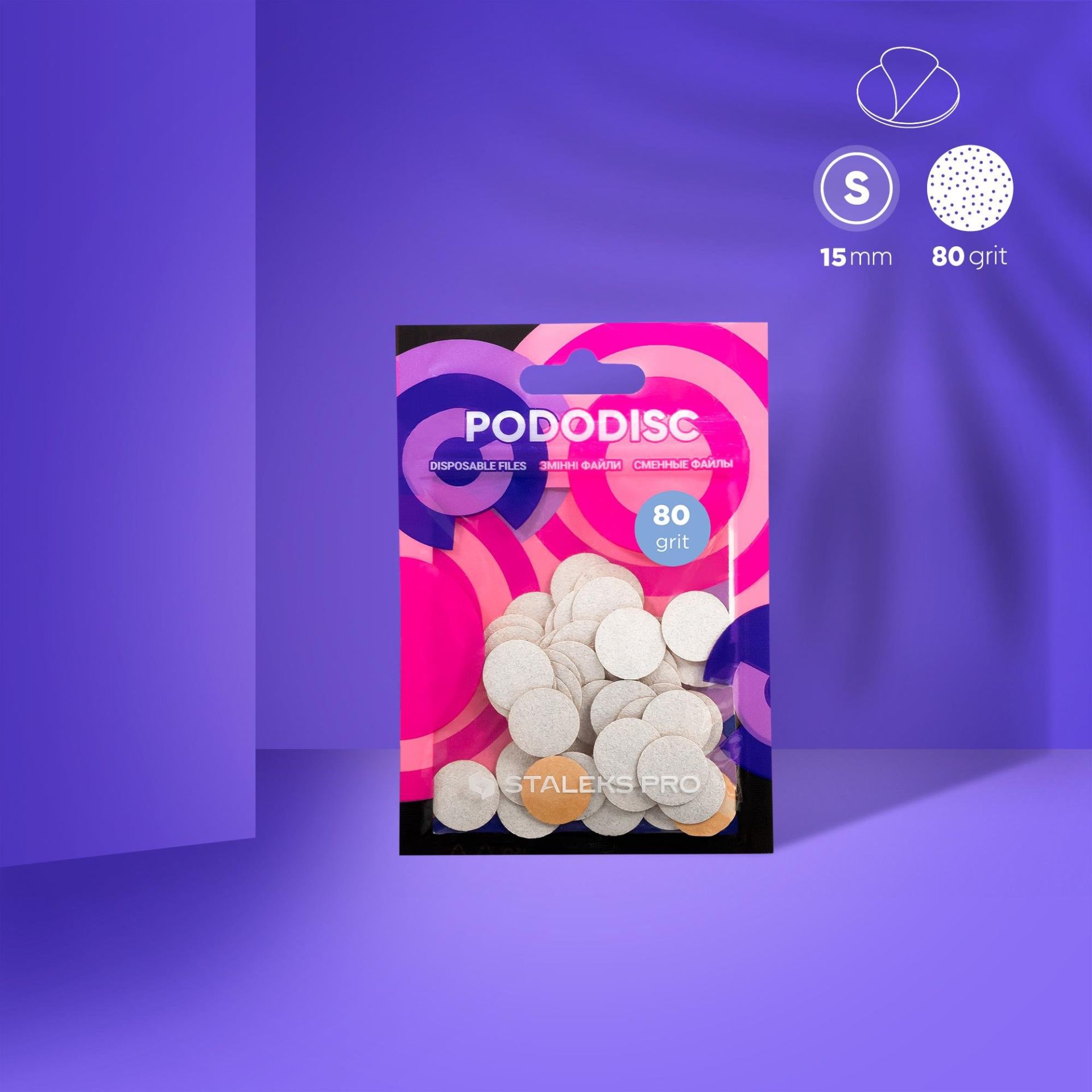 PODODISC STALEKS PRO S Pedikür Disk İçin Yedek Beyaz Törpüler, 80 Grit (50 Adet)