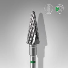 Sert Alaşım Koni Freze, Yeşil, Çap 6 mm / Çalışma Kısmı 14 mm