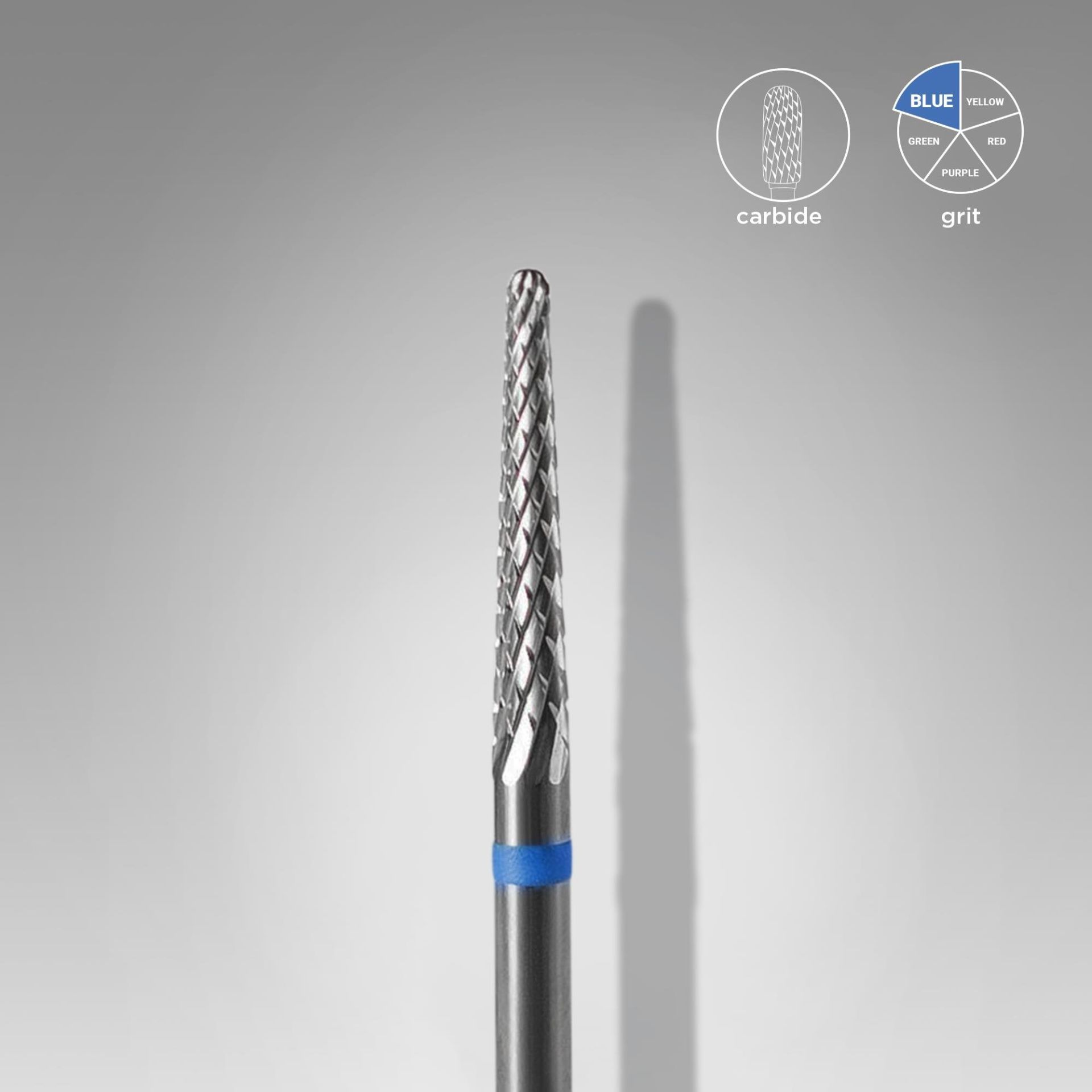 Sert Alaşım Koni Freze, Mavi, Çap 2,3 mm / Çalışma Kısmı 14 mm