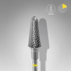 Sert Alaşım Kesik Koni Freze, Sarı, Çap 6 mm / Çalışma Kısmı 14 mm