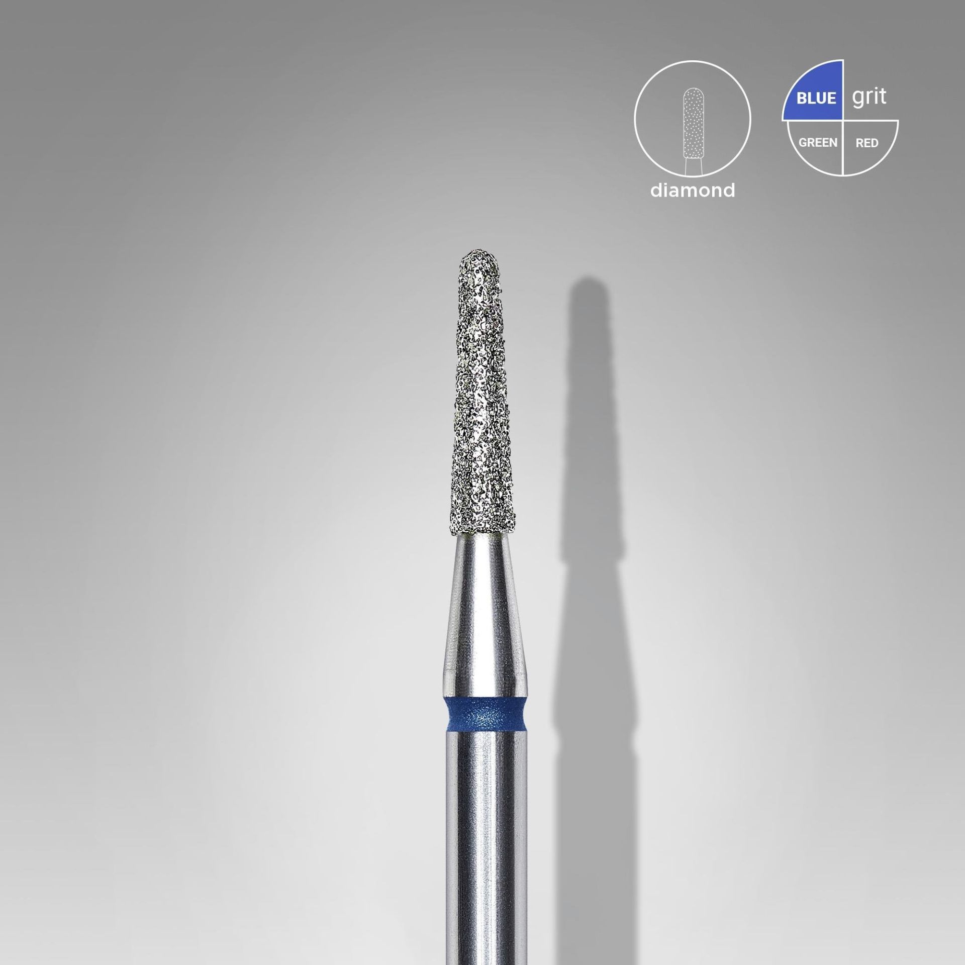 Elmas Kesik Koni Freze, Mavi, Çap 1,8 mm, Çalışma Kısmı 8 mm
