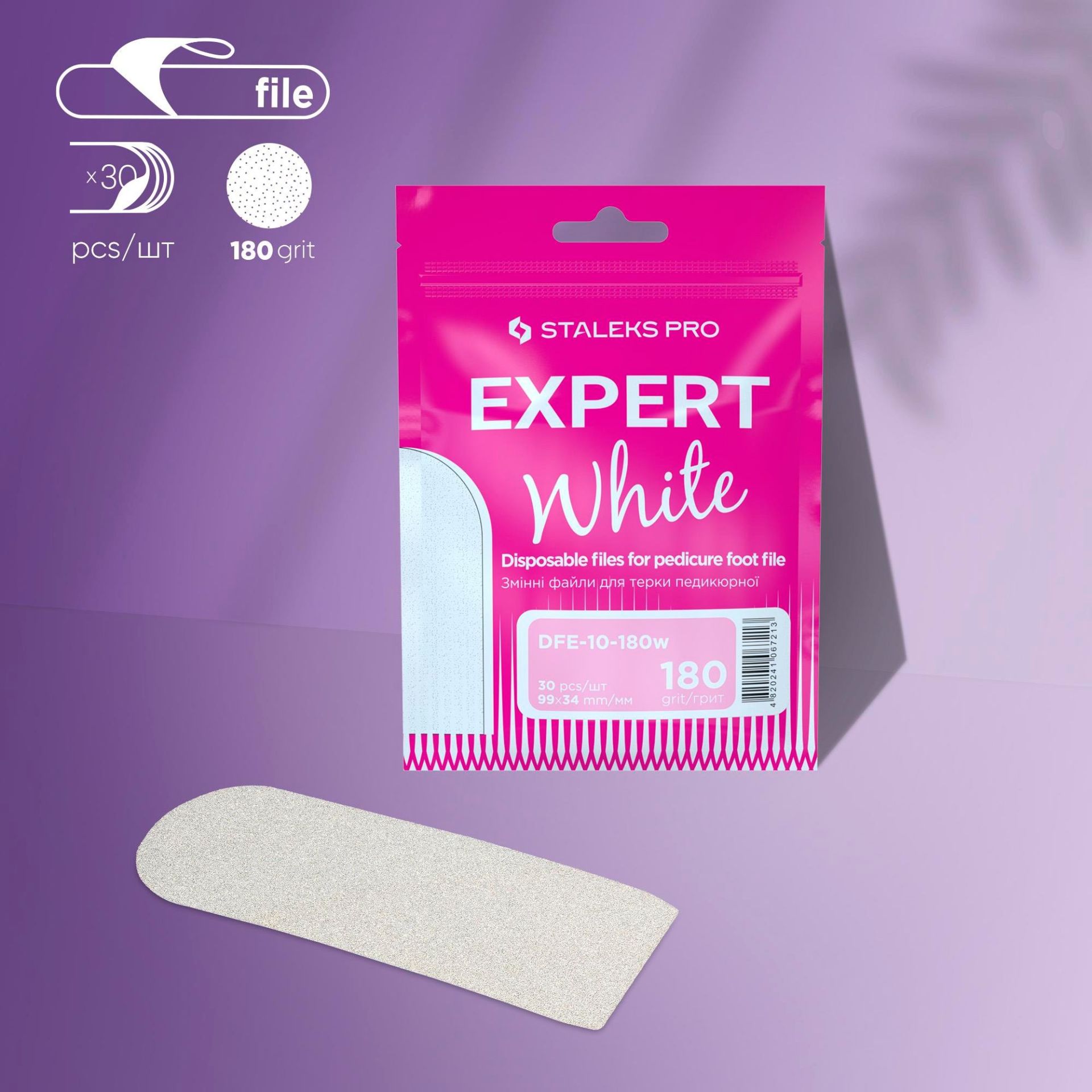 EXPERT 10 Pedikür Törpü İçin Yedek Beyaz Törpüler, 180 Grit (30 Adet)