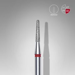 Elmas Kesik Koni Freze, Kırmızı, Çap 1,8 mm, Çalışma Kısmı 8 mm