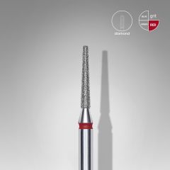 Elmas Kesik Koni Freze, Kırmızı, Çap 1,6 mm, Çalışma Kısmı 10 mm