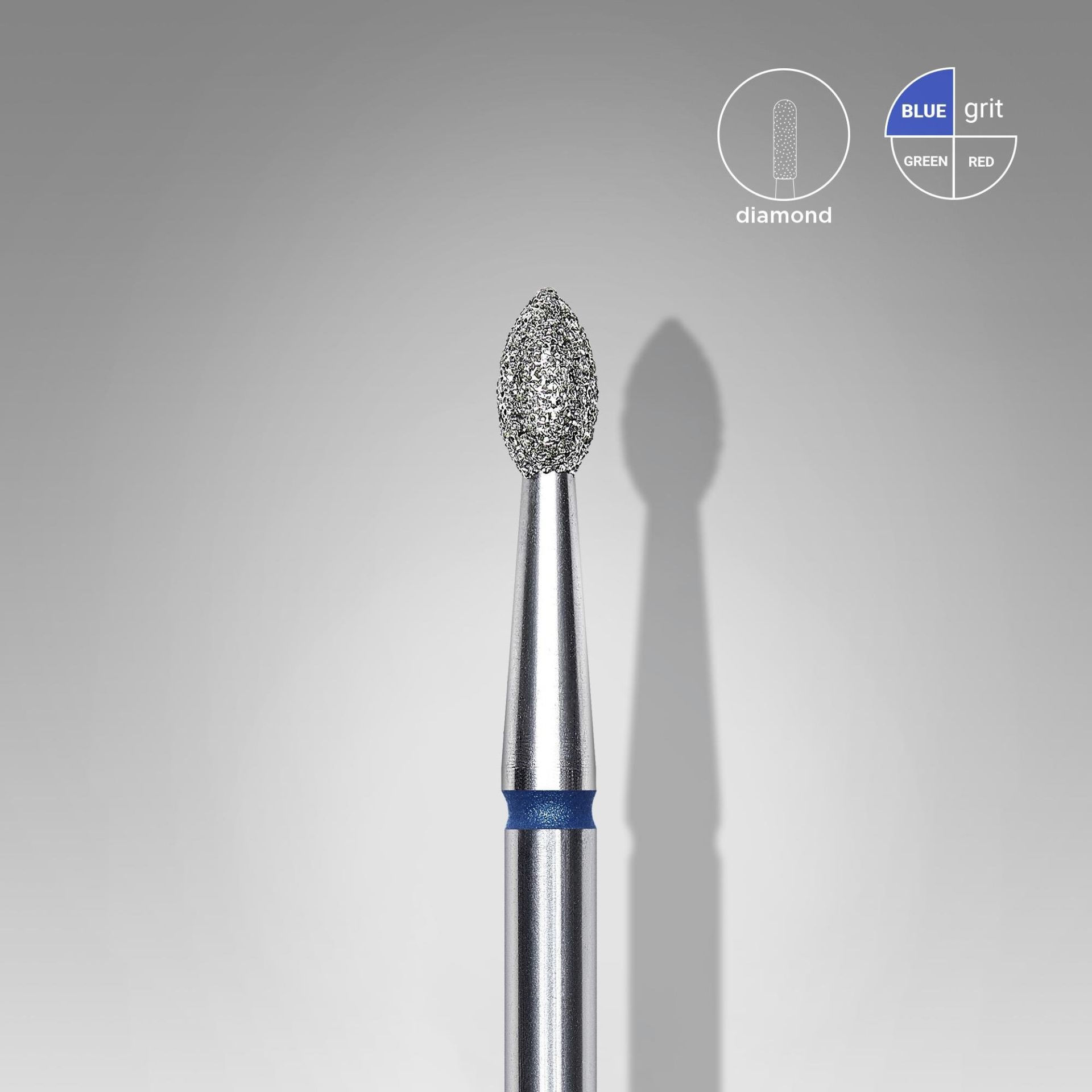 Elmas Sivri Tomurcuk Freze, Mavi, Çap 2,5 mm, Çalışma Kısmı 4,5 mm