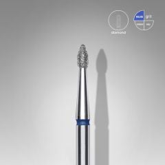 Elmas Sivri Tomurcuk Freze, Mavi, Çap 1,8 mm, Çalışma Kısmı 4 mm