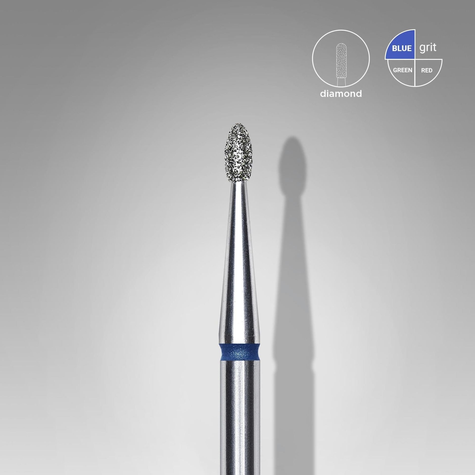 Elmas Yuvarlanmış Tomurcuk Freze, Mavi, Çap 1,6 mm, Çalışma Kısmı 3,4 mm