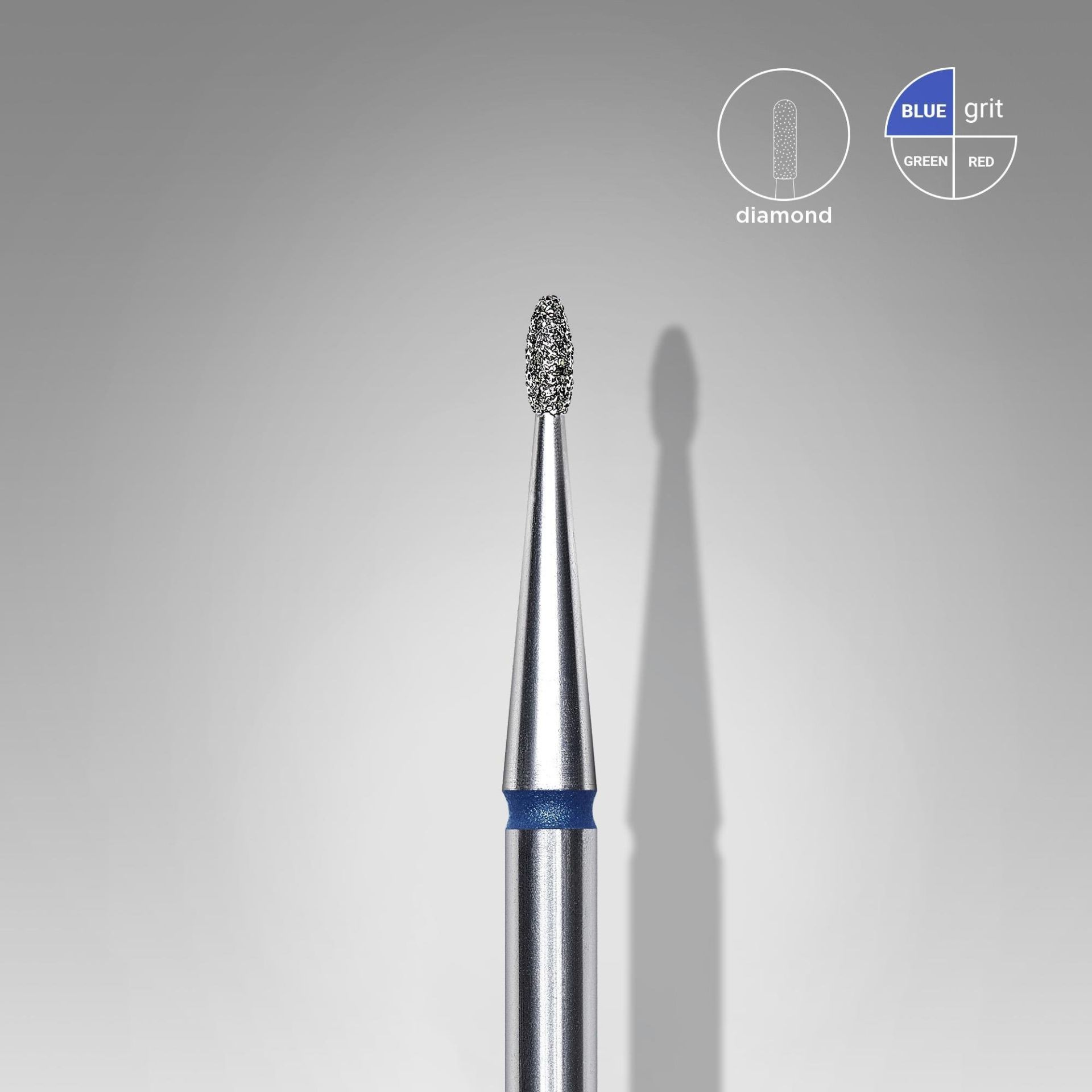 Elmas Yuvarlanmış Tomurcuk Freze, Mavi, Çap 1,2 mm, Çalışma Kısmı 3 mm