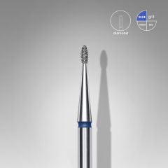 Elmas Yuvarlanmış Tomurcuk Freze, Mavi, Çap 1,2 mm, Çalışma Kısmı 3 mm