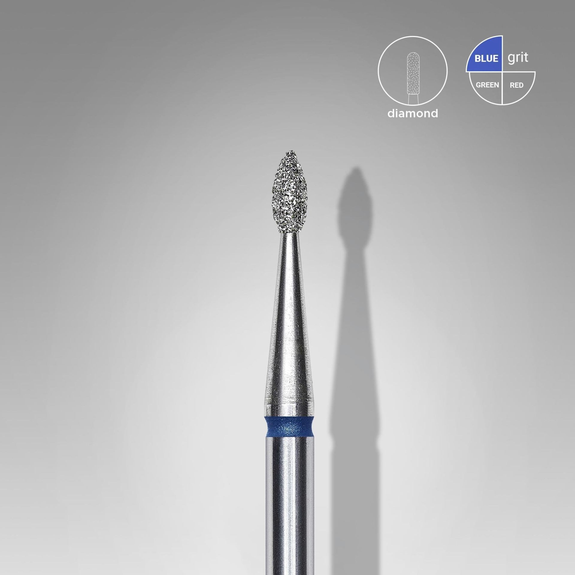 Elmas Küre Freze, Mavi, Çap 1,6 mm, Çalışma Kısmı 4 mm
