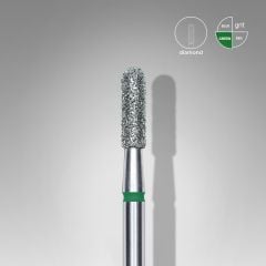 Elmas Yuvarlanmış Silindir Freze, Yeşil, Çap 2,3 mm, Çalışma Kısmı 8 mm