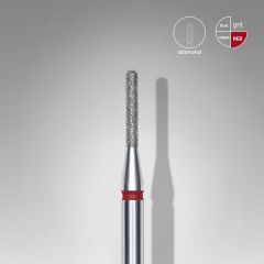 Elmas Yuvarlanmış Silindir Freze, Kırmızı, Çap 1,4 mm, Çalışma Kısmı 8 mm