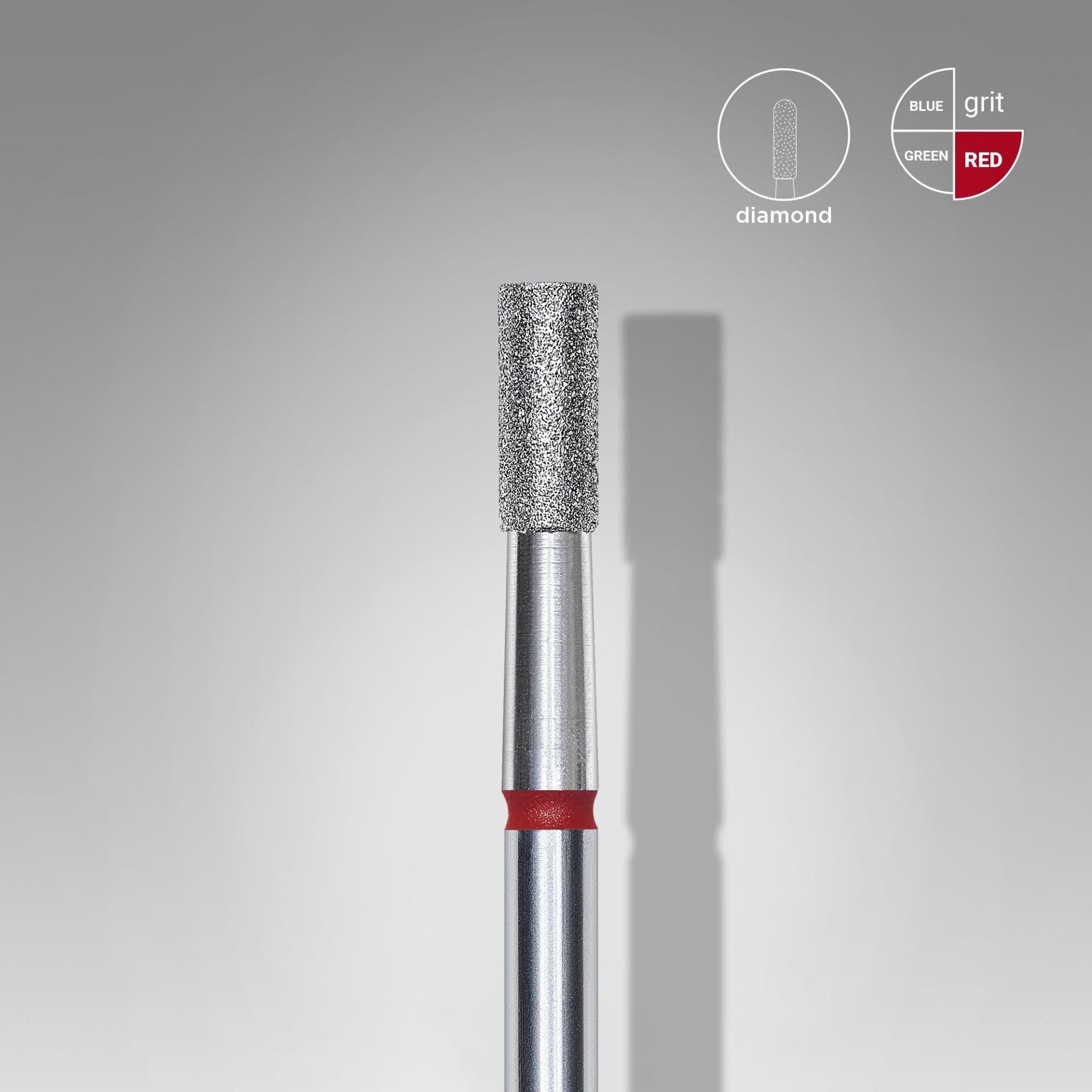 Elmas Silindir Freze, Kırmızı, Çap 2,5 mm, Çalışma Kısmı 6 mm