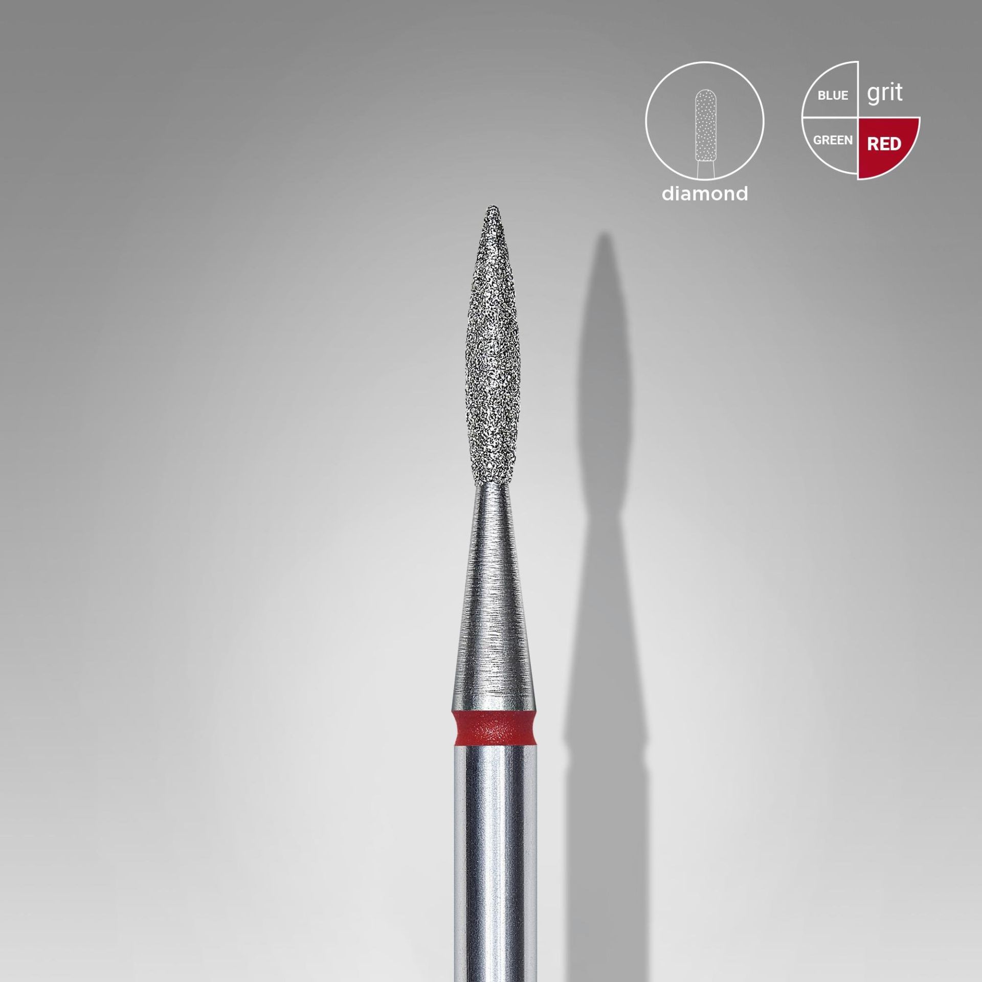 Elmas Sivri Alev Freze, Kırmızı, Çap 1,6 mm, Çalışma Kısmı 8 mm