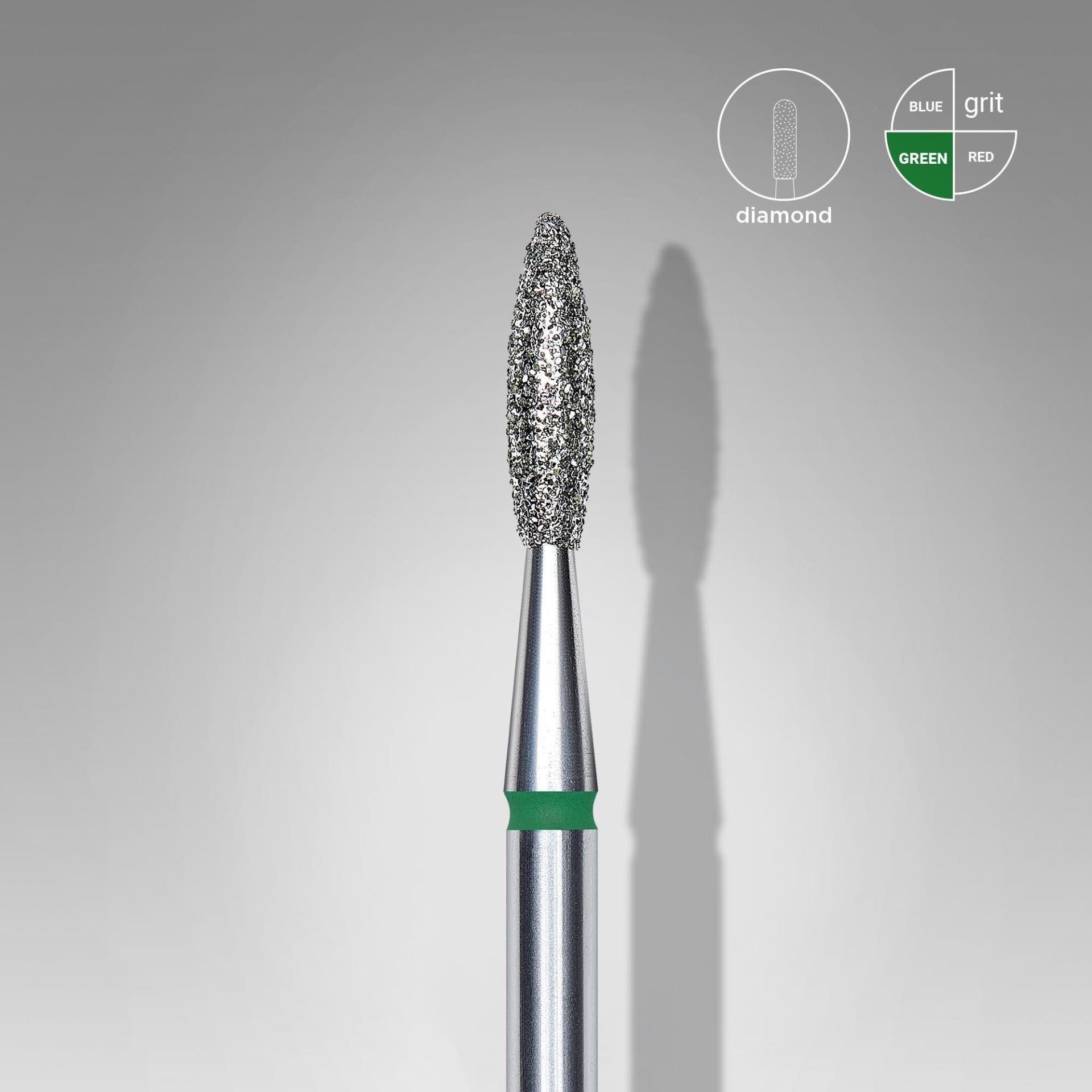 Elmas Alev Freze, Yeşil, Çap 2,1 mm, Çalışma Kısmı 8 mm