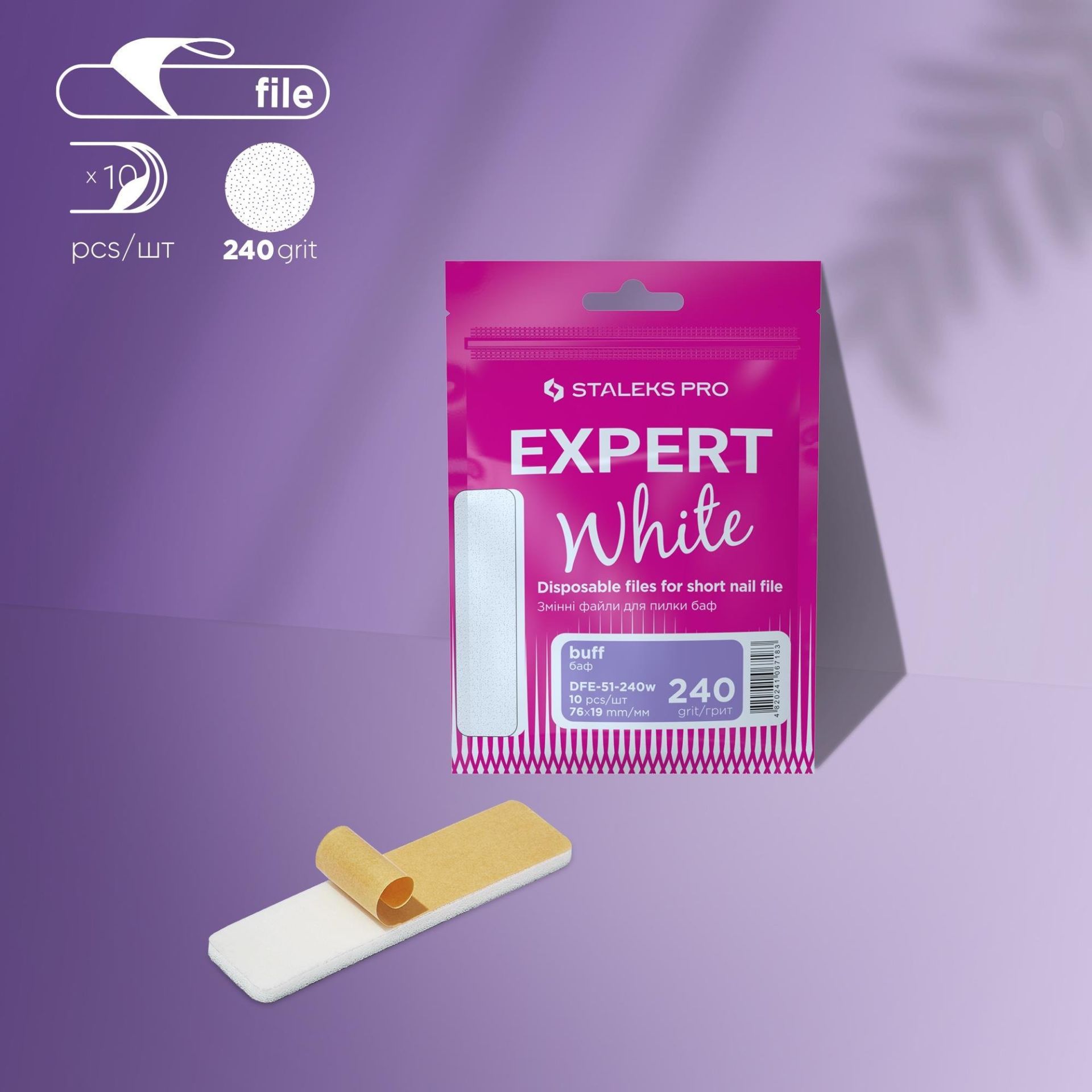 EXPERT 51 Kısa Törpü İçin Yedek Yumuşak Tabanlı Beyaz Törpüler (Köpük Tabanlı Buffer), 240 Grit (10 Adet)
