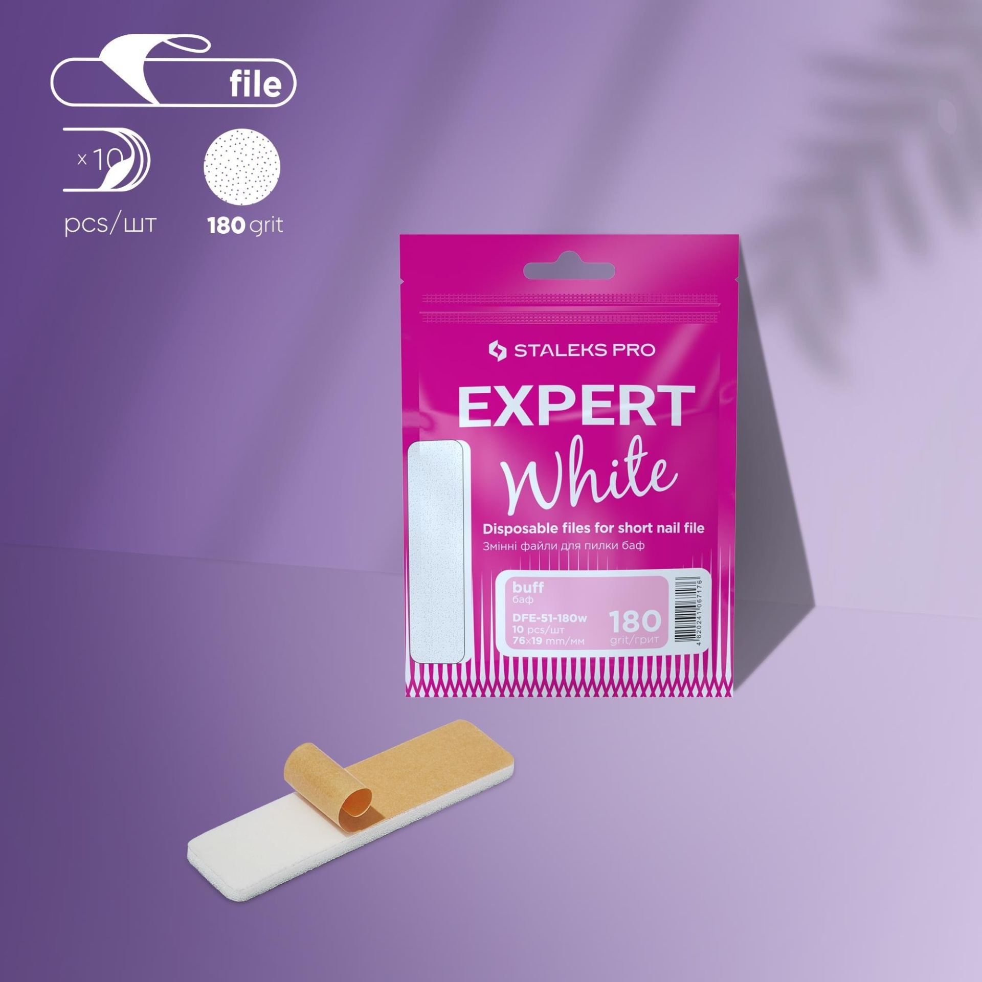 EXPERT 51 Kısa Törpü İçin Yedek Yumuşak Tabanlı Beyaz Törpüler (Köpük Tabanlı Buffer), 180 Grit (10 Adet)